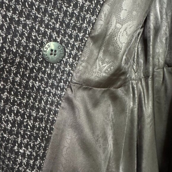 GUESS Houndstooth Wool Peacoat | Black & White Double-Breasted | Size Medium - Picture 11 of 13
